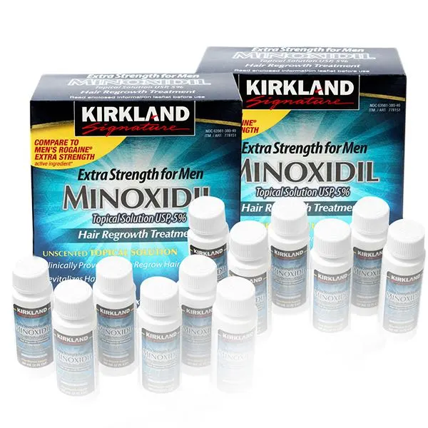 12 Meses Minoxidil Kirkland Liquido 5 | Crecimiento de Barba y Cabello