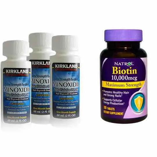 Kit Del Barbon 3 Meses Minoxidil Kirkland Con Biotina Natrol | Crecimiento de Barba y Cabello