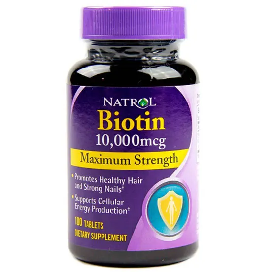Biotina Natrol de 10,000 Microgramos Con 100 Tabletas | Vitaminas para Cabello y Uñas